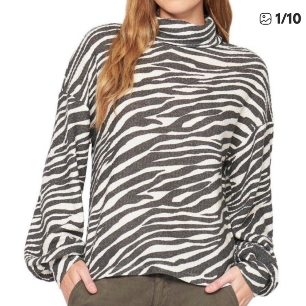 Sanctuary Klara Zebra Print Waffle Knit Sweater.